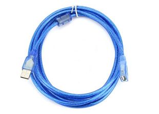 All copper transparent blue USB extension line male to female data line with shielded magnetic ring 0.3 meters 1.5 meters 3 meters 5 meters 1