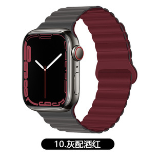Применимо IWatch Apple силиконовый ремешок iwatch1-9 поколения/SE двухцветное магнитное всасывающее кольцо ultra ремешок