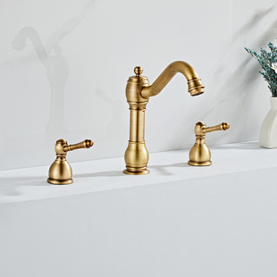 Nordic all-copper antique three-hole split faucet wash basin hot and cold wash basin toilet basin vintage