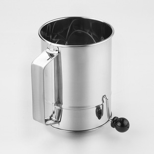 Stainless steel hand-cranked powder sieve large 8 Cup powder sieve hand-held flour sieve baking powder spreading tool flour filter sieve