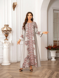 Ближневосточный трансграничный kaftan высокой плотности горячего бриллиантового принта бус мусульманской женской одежды элегантное платье