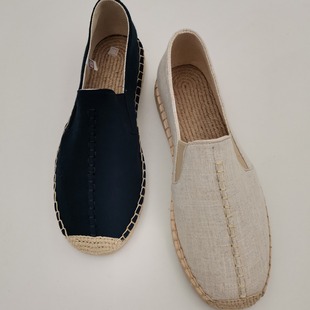 Men's Fisherman's Shoes Summer 2023 Casual Linen Comfortable Breathable Slip-on Platform Trendy Straw Linen Lazy Shoes
