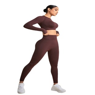European and American Seamless Hollow Long Sleeve Peach Hip Pants Yoga Clothes Fitness Clothes Quick-drying Sports Suit Women's Yoga Set