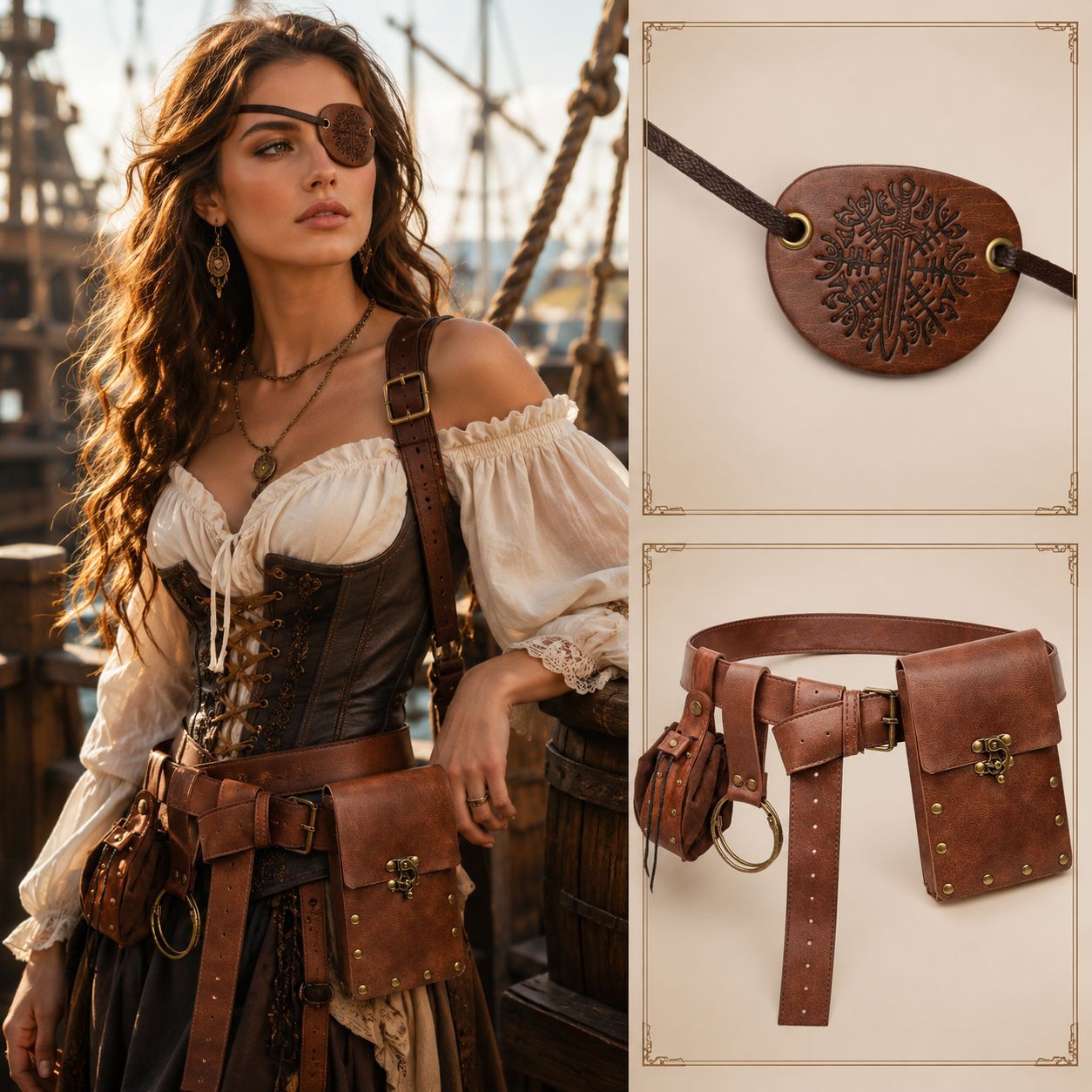 Cross-Border Exclusive Supply of Captain Jack Sparrow Pirate Cos Costumes, Medieval Party Outfits, and Accessories, Available for Dropshipping
