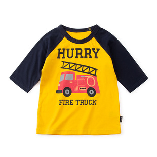 Summer Boy's Seven-point Sleeve T-shirt Pure Cotton Boy's Baby's Middle Sleeve Shirt Base Shirt Top Cartoon Motorcycle Car Pattern