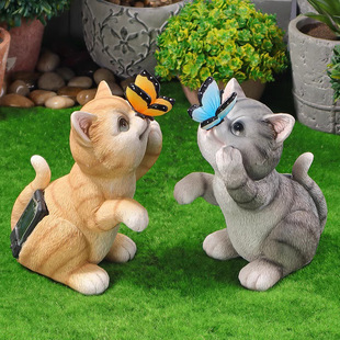 New solar cat lamp outdoor courtyard simulation animal shape ornaments garden lawn landscape decoration night light