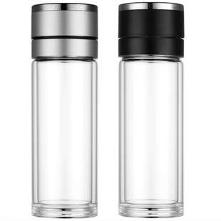Quick opening lid high-grade gift car tea water separation heat-resistant glass water cup men's and women's glass printing logo