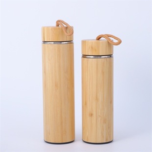 Cross-border new bamboo tube shell bamboo wood car cup 304 stainless steel liner thermos cup environmentally friendly portable office cup