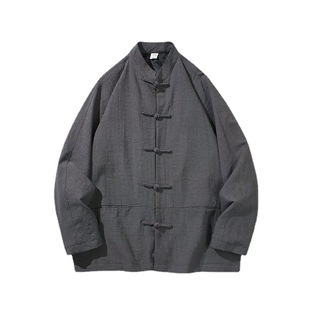 Tang Suit Men's Hanfu Linen Jacket Cotton Linen Chinese Tunic Chinese Style Men's Shirt Jacket Chinese Buckle Trendy Brand