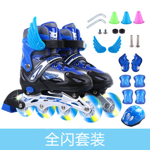 genuine goods Skates Children's Full suit Skating Roller Skates Roller Skate In-line Wheel Adjustable Kids Men and Women Beginners