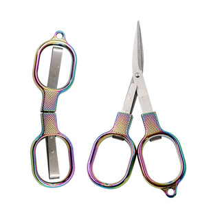 Reinforced multifunctional folding scissors zinc alloy handle stretch scissors travel 8-shaped glasses folding fishing line small scissors