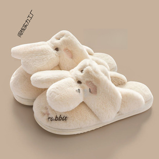 Cartoon Heel Day Bag Thickened Cotton Slippers Women's Winter Home Cute Indoor Warm Couple's Cotton Slippers Men's Plush