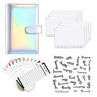 Spot cross-border foreign trade A6 colorful binder hand book laser macaron PU notebook cash budget book