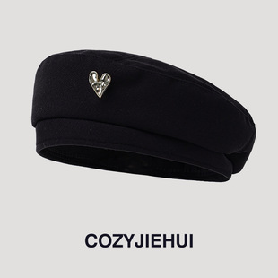 Korean Style Autumn and Winter Woolen Beret British Style Painter's Hat Retro All-match Shown Face Small Japanese Style High-end Hat for Women
