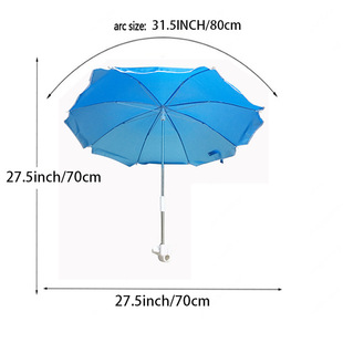Cross-border Hot Sale Adult Beach Chair Umbrella Blue and White Striped Clip Umbrella Camping Chair Backrest Chair Sunshade Umbrella