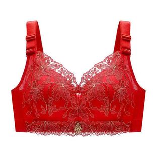 High-luxury Embroidered Underwear Women's Small Chest Push-up Thick Para Breast Tuck Large Adjustable Bra Bra without Steel Rings