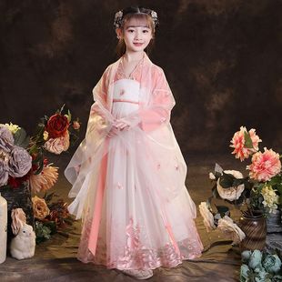 Hanfu Girls Осенний костюм Супер сказочная юбка Фея Осенняя элегантная детская юбка Китайский стиль с длинными рукавами Лиан Хунчжи