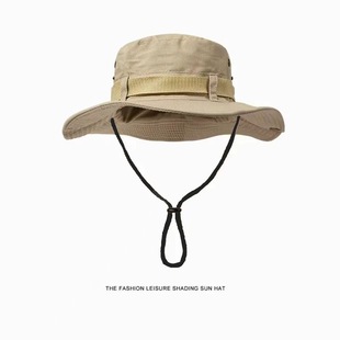 Japanese Drawstring Fisherman Hat Children's Summer Mountain Camping Sunscreen Outdoor Mountaineering Fishing Hat Western Cowboy Hat for Men