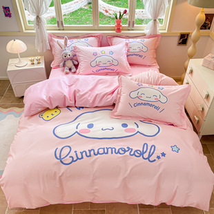 Cross-border Sanrio Series Cotton Reactive Large Edition Printed Cartoon Student Four-piece Set Taiwan Quilt Bed Sheet Bed Bag