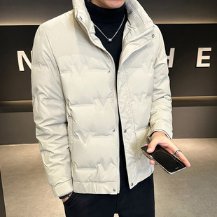 Live explosions white duck down jacket men's 2024 new winter short solid color two-open warm coat