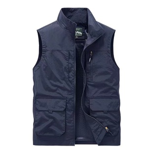 New double-sided men's vest casual outdoor polar fleece thickened warm vest workwear vest customized printing