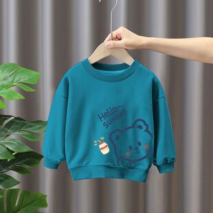 Children's sweater autumn and winter top 2023 New handsome western style children's long-sleeved bottoming shirt trendy boys and girls sports