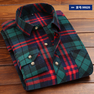 Men's Shirt Casual Sanding Plaid Plus Fat Plus Shirt Men's Long Sleeve Foreign Trade Cross-border Wholesale on behalf of Hot Selling