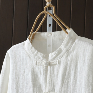 Cotton and Linen Button Shirt Spring and Autumn 2024 New Loose Top Retro Tea Clothes Shirt Chinese Style Tai Chi Jushi Clothing
