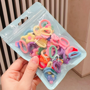 2024 new hair rope children's hair band high elastic rubber band braided hair does not hurt baby tie rope net red leather case
