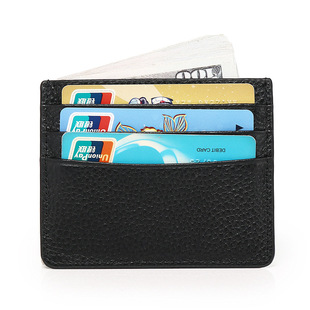 2023 Summer New Litchi Pattern Genuine Leather Ultra-thin Coin Purse Card Bag Multi-function Card Holder Multi-card Wallet