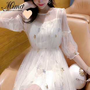 Internet Celebrator Mid-Sleeve Autumn Dress Fairy Mori Style Popular Women's Autumn Clothing 2025 Fashionable Summer Clothing New