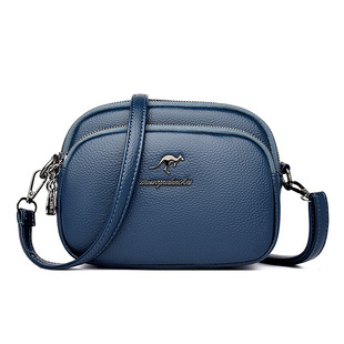 Hot Selling Soft Leather Three-layer Crossbody Bag Women's 2025 New Fashionable Simple Shoulder Bag Small Square Bag Middle-aged Mother Bag