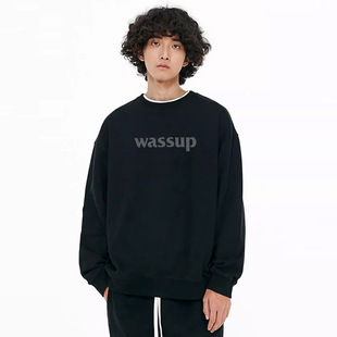 Базовый свитер WASSUP HEODS с круглым вырезом и буквенным принтом, мужской и женский осенне-зимний толстый хлопковый Универсальный пуловер для пар