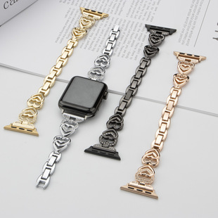 Применимо Apple, ремешок для часов ApplewatchS8 двойной любви в форме бриллиантового сплава металлический ремешок iwatch