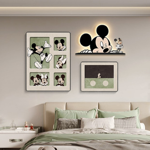 Mickey Bedroom Decorative Painting Cartoon Children's Room Bedside Fresco Mickey Mouse Combination Living Room Dining Room Hanging Painting Light Painting