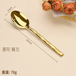 Cross-border diamond knife and fork spoon suit stainless steel western food tableware 5 main parts hotel western food steak knife dessert spoon fork