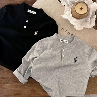 Лимонный мальчик весной и осенью с длинными рукавами polo с воротником футболка 24 новые детские девушки осенью