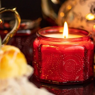 Candle Cup Creative Colorful Octagonal Embossed Candlestick Colorful Glass Aromatherapy Candle Cup Atmosphere Decorative Candle Bottle