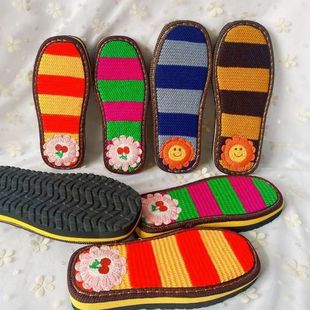 Ruzi Niu Warm Yang Wool High Heeled Embroidered Sole Hand-woven Non-slip Wear-resistant Hook Sole Cotton Shoes Bottom Wedge Heeled