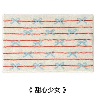 Bowknot girly imitation cashmere floor mat bathroom absorbent foot mat entrance entrance easy to take care of door mat wholesale generation