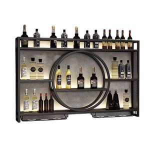 Industrial Style Wine Cabinet Display Rack Bar Restaurant Decorative Wall-mounted Bar Table Wine Rack Iron Wall-mounted Storage Rack