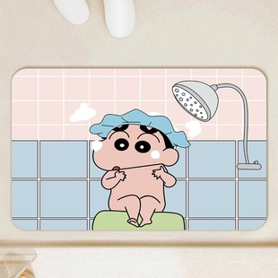 Мультяшный диатомовый грязный коврик в форме Crayon Shinchan новый милый вход в дверь дверной коврик в ванной комнате быстро впитывает воду и сушит противоскользящие коврики
