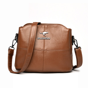Bag Women's 2023 New Korean PU Shoulder Crossbody Mummy Bag Simple Joker Stitching Middle-aged Mother Bag Wholesale