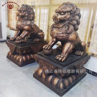 Factory glass steel lion a pair of garden courtyard Chinese antique sandstone lion sculpture door stone lion