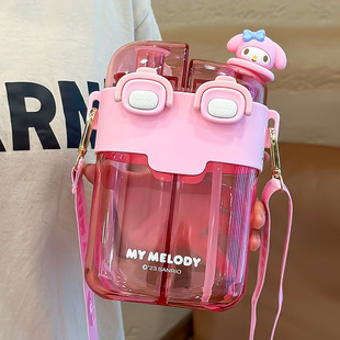 Sanrio children's water cup for School large capacity student straw double drinking cup summer kindergarten kettle