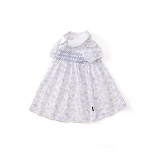 MDD Children's dress 2025 Summer Butterfly Print Girls dress French Elegant Puff Sleeves