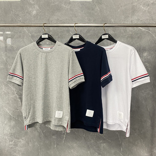 Factory Zhiying TB Summer New high quality Red, White and Blue Yarn-dyed Short-sleeved Shorts with suit T-shirt Half-length Pants