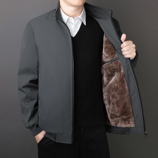 Executive Jacket Men's Thickened Cotton Warm 2024 Winter Middle-aged and Elderly Dad's High-end Jacket with Vertical Collar Plus Size