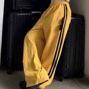 American-style Striped Sports Quick-drying Pants Women's Thin Loose Wide-leg Casual Jazz Hip-hop Overalls Hip-hop Pants
