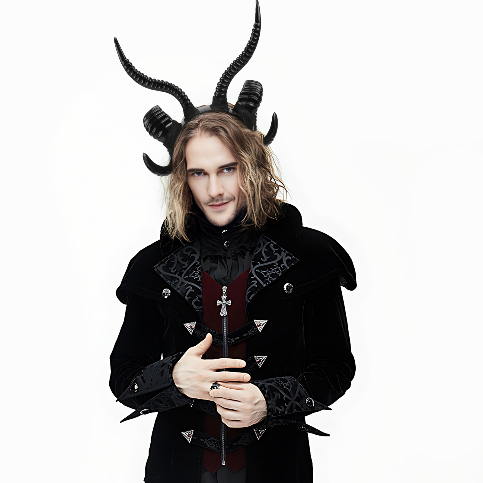 Dark Halloween Headdress Party Devil Horn Artificial Cos Props Exaggerated Goat Horn Headband